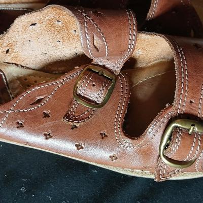 Three pair of women's leather sandals,