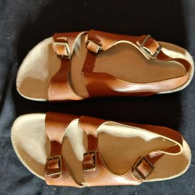 Three pair of women's leather sandals,
