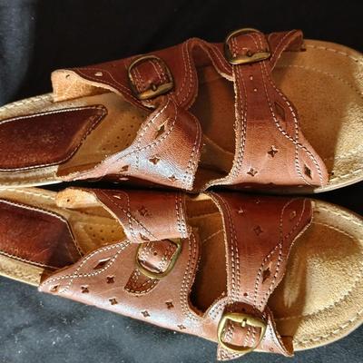 Three pair of women's leather sandals,