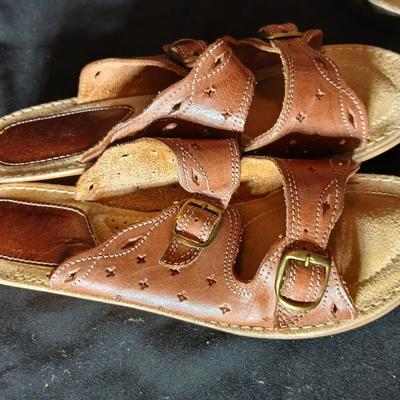 Three pair of women's leather sandals,