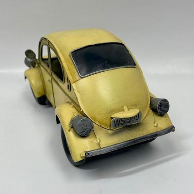 Vintage Yellow VW Beetle Bug Tin Car
