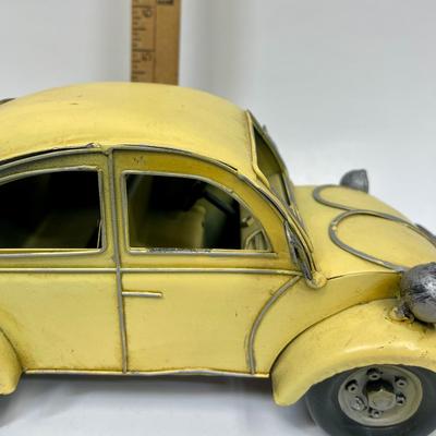 Vintage Yellow VW Beetle Bug Tin Car