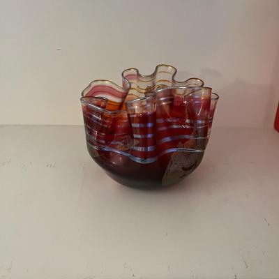 Signed Curry Ruffled Glass Bowl (LR-MG)