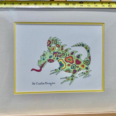 Sale Photo Thumbnail #22: Presenting the captivating artwork "Ye Castle Dragon," crafted with the precision of permanent marker and ink. This enchanting piece measures 18 by 15 inches and comes complete with a certificate of authenticity, a creation by the talented MaryPat.