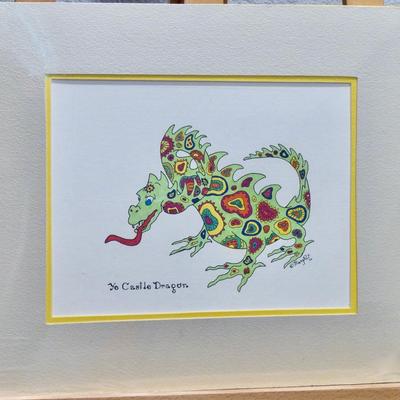 Sale Photo Thumbnail #23: Presenting the captivating artwork "Ye Castle Dragon," crafted with the precision of permanent marker and ink. This enchanting piece measures 18 by 15 inches and comes complete with a certificate of authenticity, a creation by the talented MaryPat.