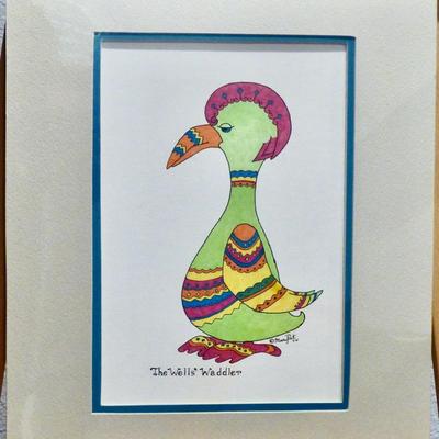 Sale Photo Thumbnail #37: Presenting "The Wells Waddler," a captivating artwork crafted with permanent marker, measuring 14 by 18 inches. This piece comes complete with a certificate of authenticity and copyright, created by the talented MaryPat.