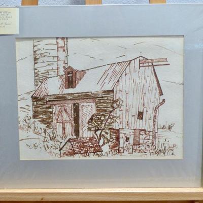 Sale Photo Thumbnail #30: Art piece titled "Fairmont Farm," crafted by the talented MaryPat, showcases the exquisite medium of permanent felt tip pen. Accompanied by a certificate of authenticity and copyright, this captivating work measures 22x18 inches.