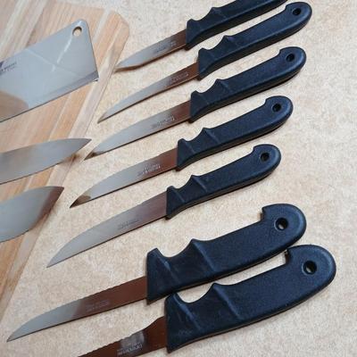 Kitchen Worthy stainless steel Knife set with two cutting boards