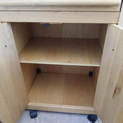 Nice wood kitchen cart with storage cabinet and drawer on casters