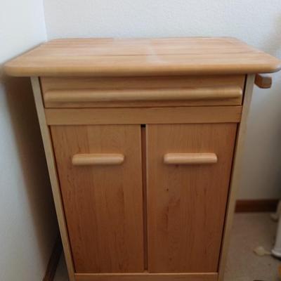 Nice wood kitchen cart with storage cabinet and drawer on casters