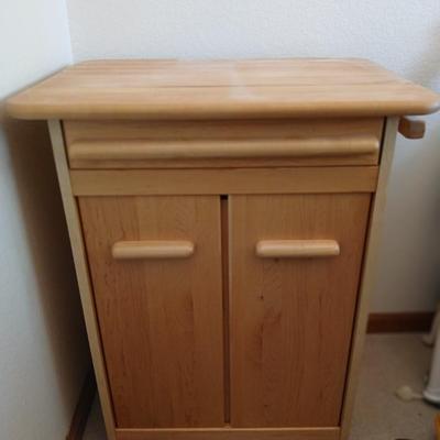 Nice wood kitchen cart with storage cabinet and drawer on casters