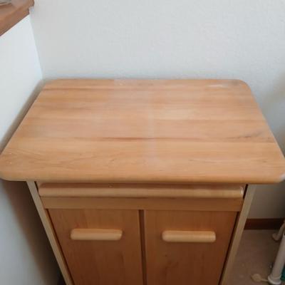 Nice wood kitchen cart with storage cabinet and drawer on casters