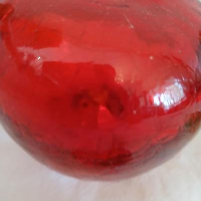 Two glass pears with a glass apple with removable stems