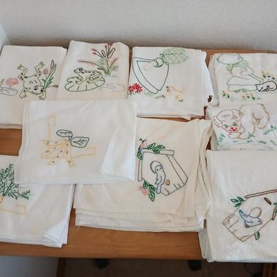 Embroidered linen towels