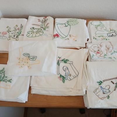 Embroidered linen towels