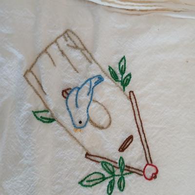 Embroidered linen towels