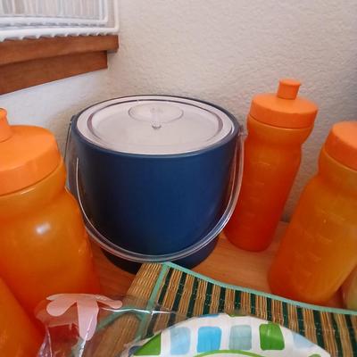 Bronco's Tailgate time!! Ice bucket, water bottles, all Bronco colors! paper plates and bowls and napkins too!