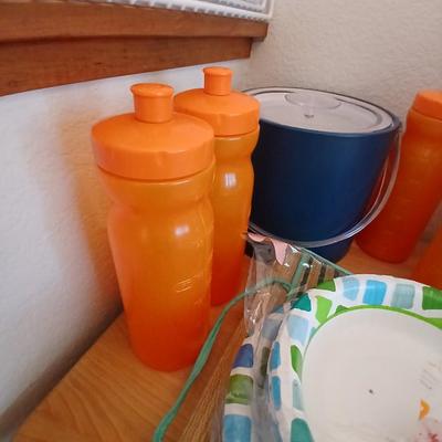 Bronco's Tailgate time!! Ice bucket, water bottles, all Bronco colors! paper plates and bowls and napkins too!
