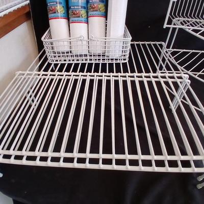 White portable cabinet shelves corner shelf and contact shelf liner