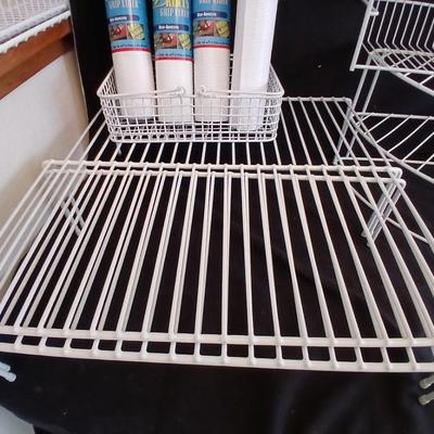 White portable cabinet shelves corner shelf and contact shelf liner