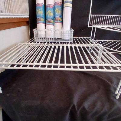 White portable cabinet shelves corner shelf and contact shelf liner