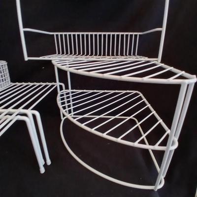 White portable cabinet shelves corner shelf and contact shelf liner