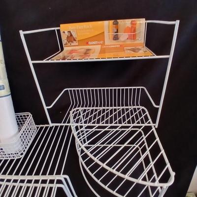 White portable cabinet shelves corner shelf and contact shelf liner