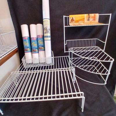White portable cabinet shelves corner shelf and contact shelf liner