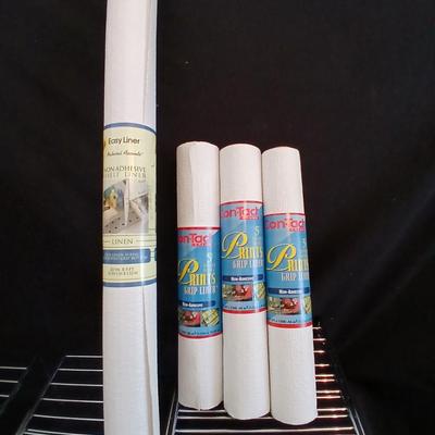 White metal portable cabinet shelves and contact paper shelf liner