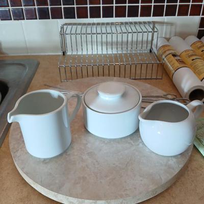 Stainless steel spice organizer with lazy Susan and other kitchen needs