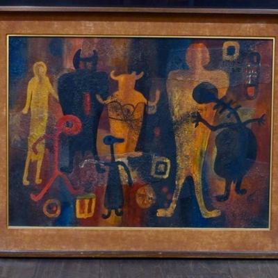 Sale Photo Thumbnail #122: Art creation titled "Members of the Board" by MaryPat. Part of the ANASAZI series. Crafted using mixed media. Dimensions: 33 x 26 inches.