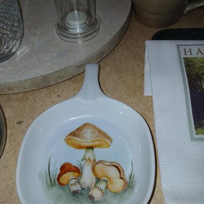 Kitchen items of all kinds, glassware, mugs, trays, towel, spoon rest and more