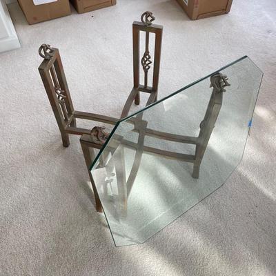 Beveled Glass Table With Iron Base (LR-MG)