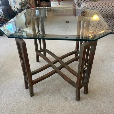 Beveled Glass Table With Iron Base (LR-MG)
