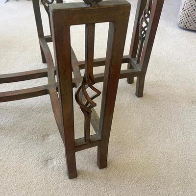 Beveled Glass Table With Iron Base (LR-MG)
