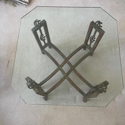 Beveled Glass Table With Iron Base (LR-MG)