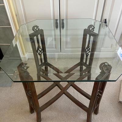 Beveled Glass Table With Iron Base (LR-MG)