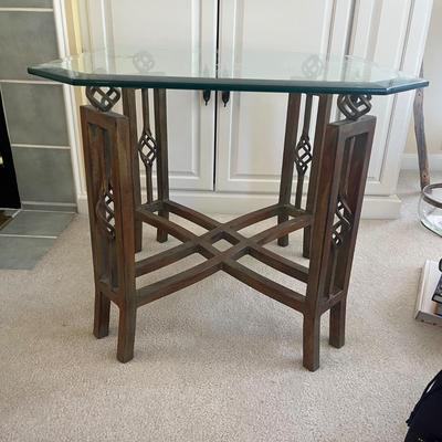 Beveled Glass Table With Iron Base (LR-MG)