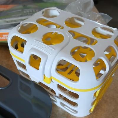 Brand new corner sink strainer with dishwasher baskets and microwave food covers