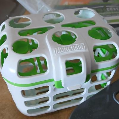 Brand new corner sink strainer with dishwasher baskets and microwave food covers