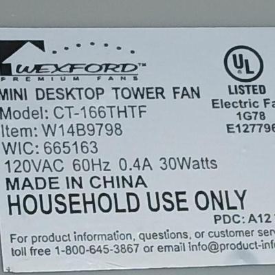 9" high velocity fan with Wexford tower fan