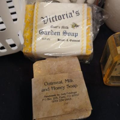 TONE Bar bath soap, Hot pockets heat wrap, Shower curtain, and soap dishes