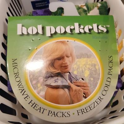 TONE Bar bath soap, Hot pockets heat wrap, Shower curtain, and soap dishes