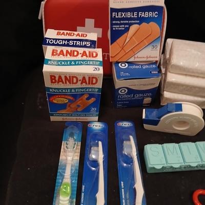Band-Aids, Gauze, athletic tape, new toothbrushes and more