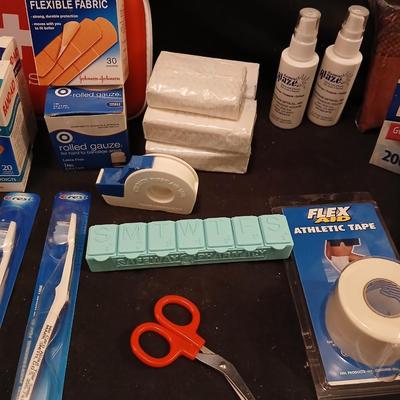Band-Aids, Gauze, athletic tape, new toothbrushes and more