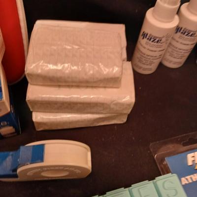 Band-Aids, Gauze, athletic tape, new toothbrushes and more