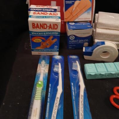 Band-Aids, Gauze, athletic tape, new toothbrushes and more