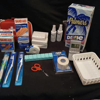 Band-Aids, Gauze, athletic tape, new toothbrushes and more