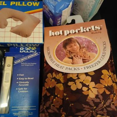 Epson salt, new toothbrushes, hair dye, thermometer, heat wrap, and much more