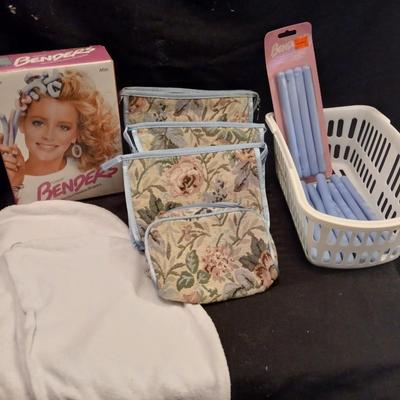 Electric hair Benders with extras hair wrap towels and makeup bags